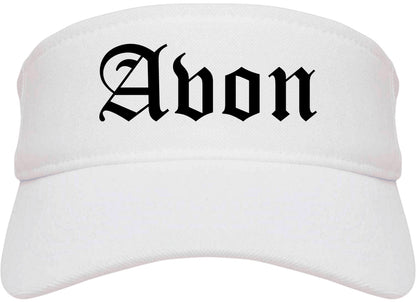 Avon Ohio OH Old English Mens Visor Cap Hat White