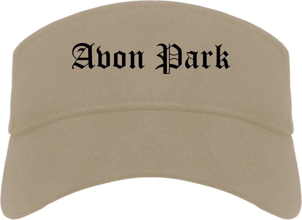 Avon Park Florida FL Old English Mens Visor Cap Hat Khaki