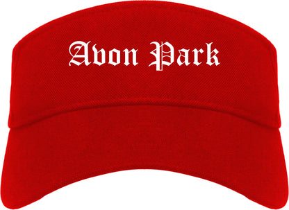 Avon Park Florida FL Old English Mens Visor Cap Hat Red