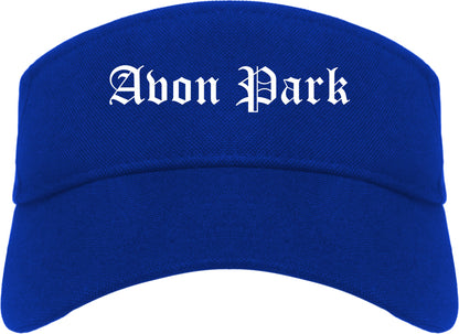 Avon Park Florida FL Old English Mens Visor Cap Hat Royal Blue