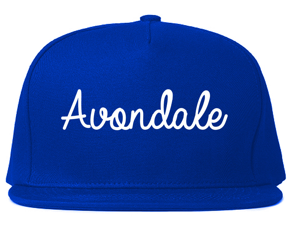 Avondale Arizona AZ Script Mens Snapback Hat Royal Blue