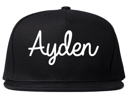 Ayden North Carolina NC Script Mens Snapback Hat Black