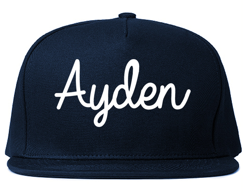 Ayden North Carolina NC Script Mens Snapback Hat Navy Blue