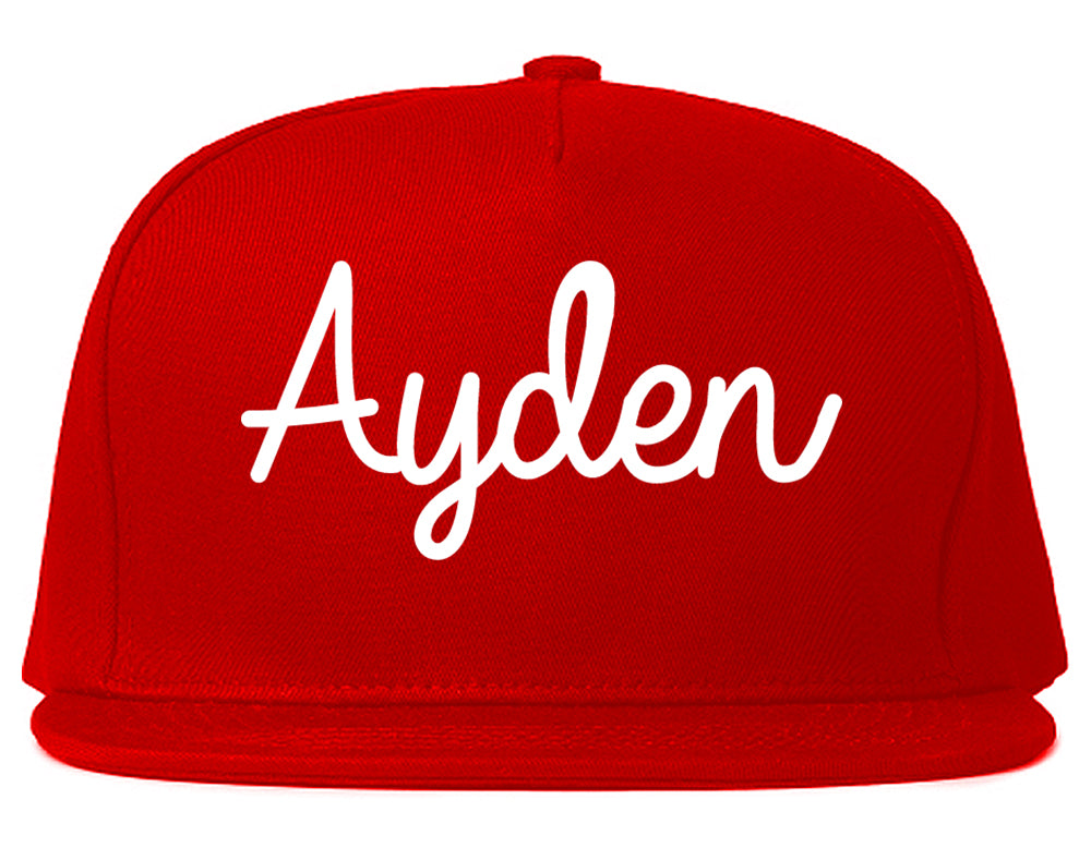 Ayden North Carolina NC Script Mens Snapback Hat Red