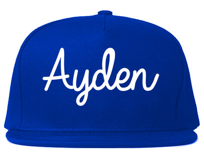 Ayden North Carolina NC Script Mens Snapback Hat Royal Blue