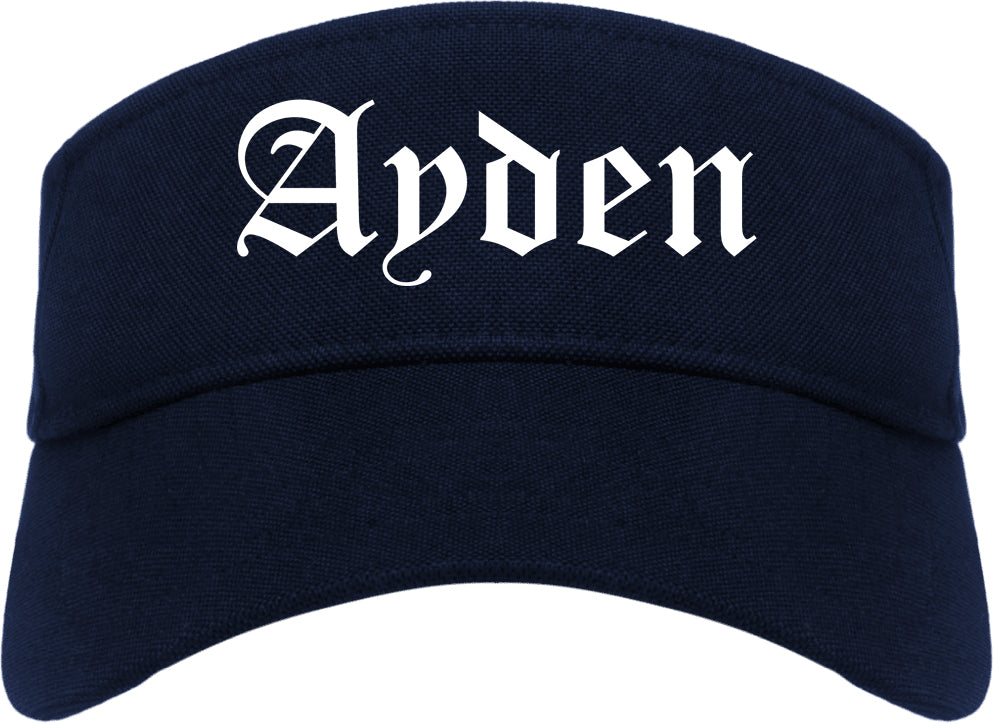 Ayden North Carolina NC Old English Mens Visor Cap Hat Navy Blue