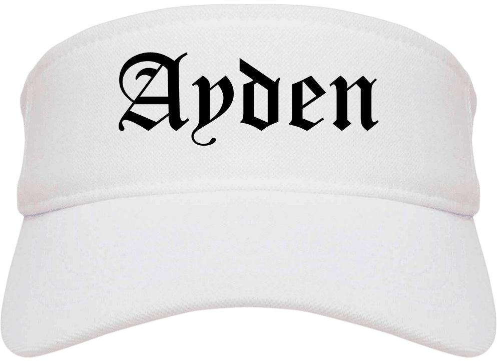 Ayden North Carolina NC Old English Mens Visor Cap Hat White