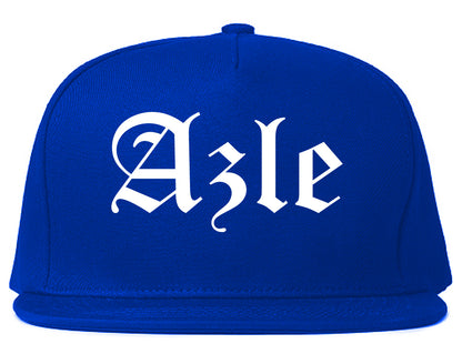 Azle Texas TX Old English Mens Snapback Hat Royal Blue