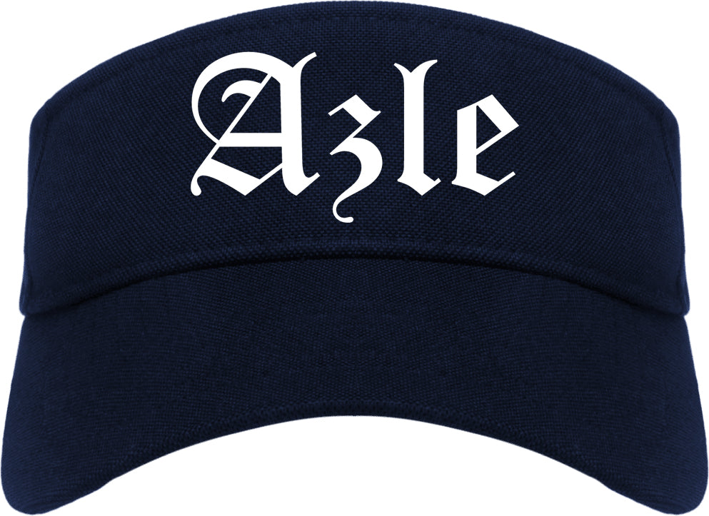Azle Texas TX Old English Mens Visor Cap Hat Navy Blue