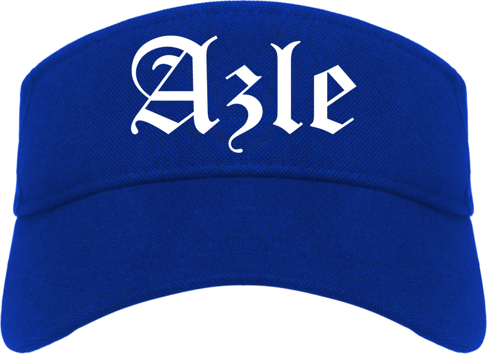 Azle Texas TX Old English Mens Visor Cap Hat Royal Blue