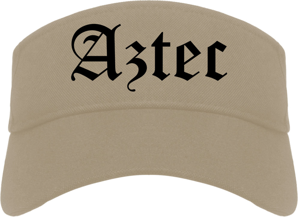 Aztec New Mexico NM Old English Mens Visor Cap Hat Khaki