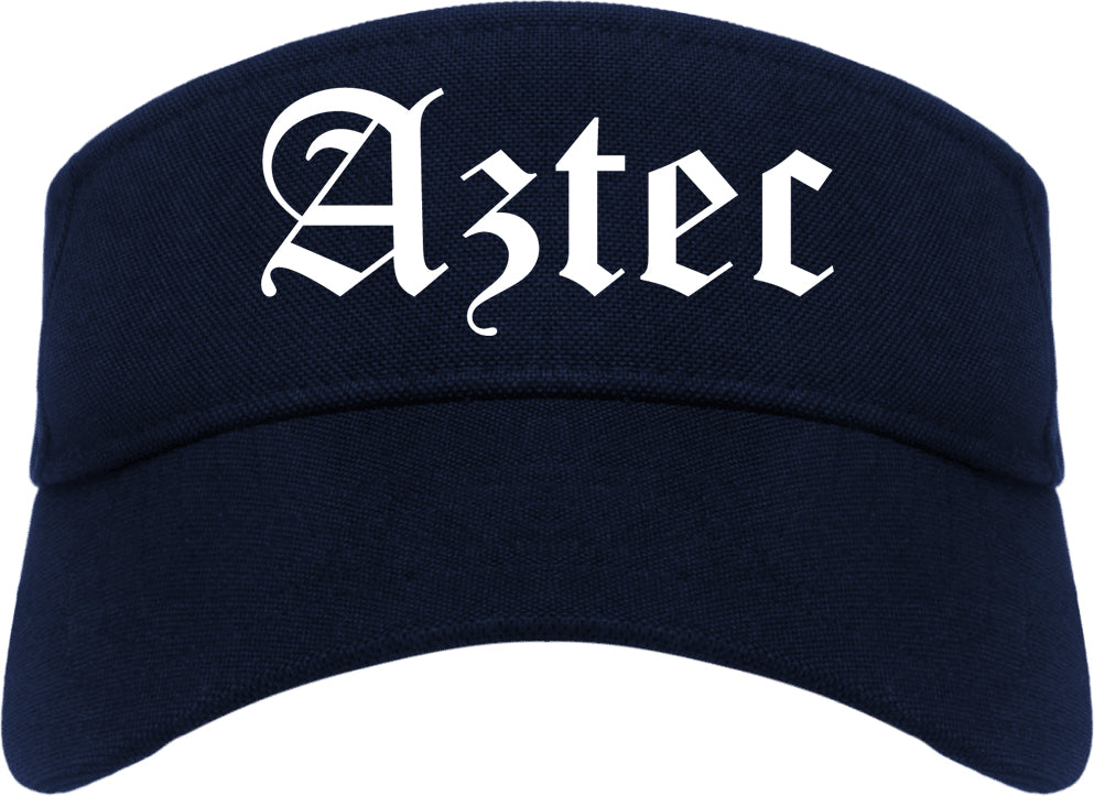 Aztec New Mexico NM Old English Mens Visor Cap Hat Navy Blue