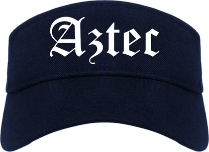 Aztec New Mexico NM Old English Mens Visor Cap Hat Navy Blue