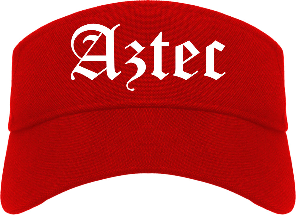 Aztec New Mexico NM Old English Mens Visor Cap Hat Red