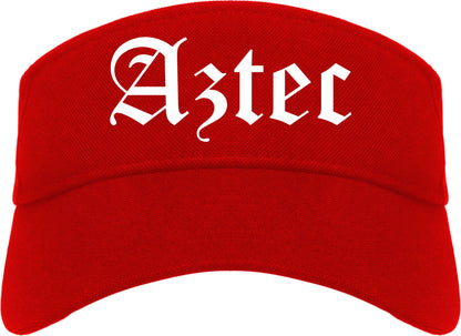 Aztec New Mexico NM Old English Mens Visor Cap Hat Red