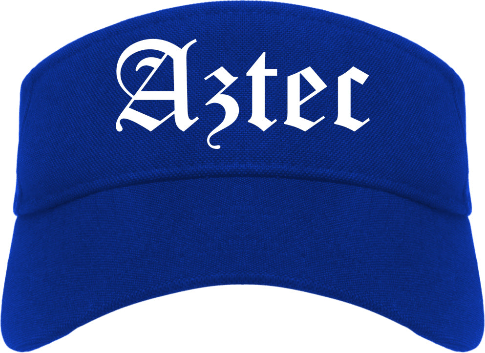 Aztec New Mexico NM Old English Mens Visor Cap Hat Royal Blue