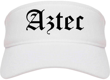 Aztec New Mexico NM Old English Mens Visor Cap Hat White