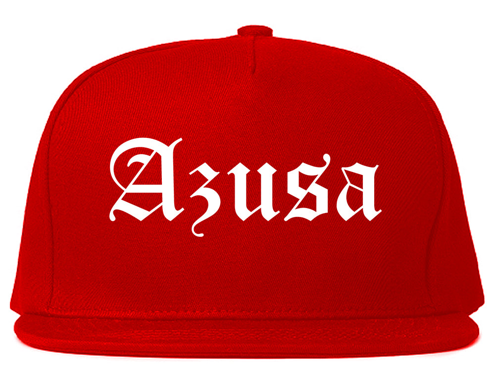 Azusa California CA Old English Mens Snapback Hat Red