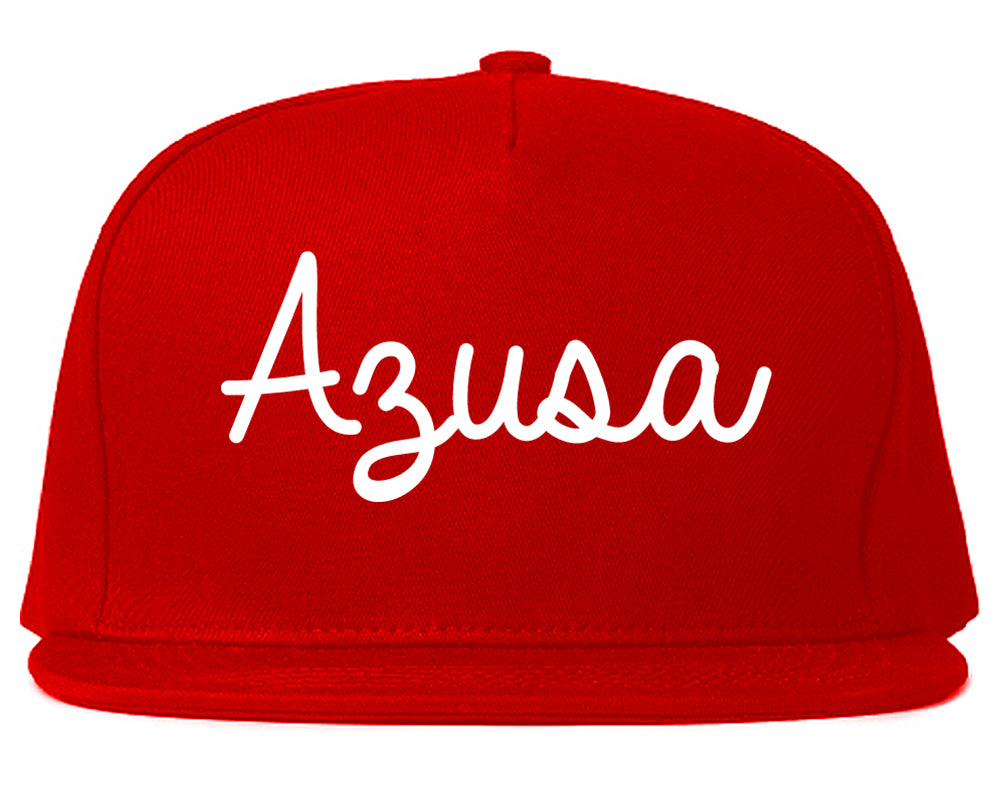 Azusa California CA Script Mens Snapback Hat Red