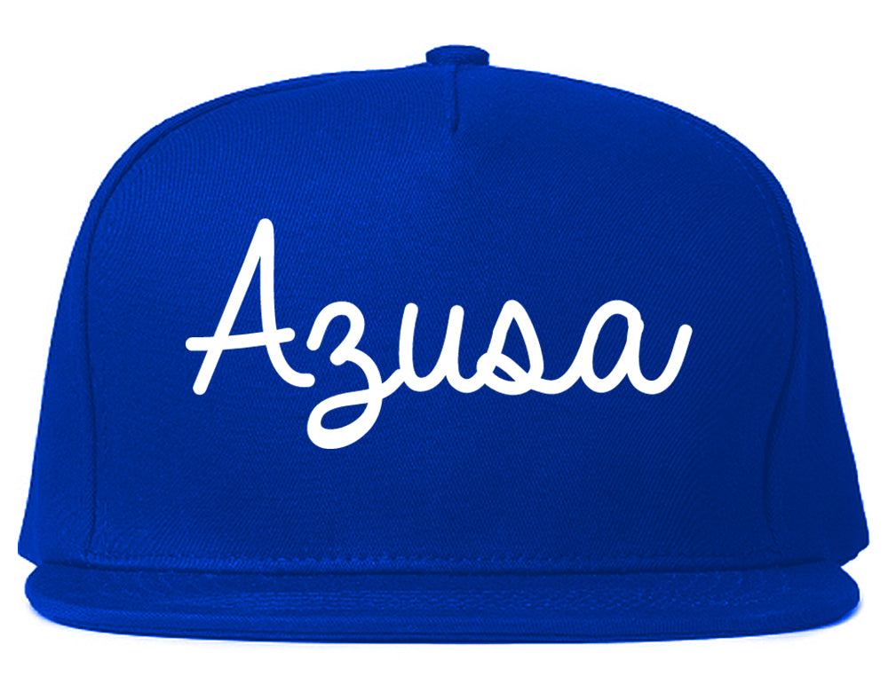 Azusa California CA Script Mens Snapback Hat Royal Blue