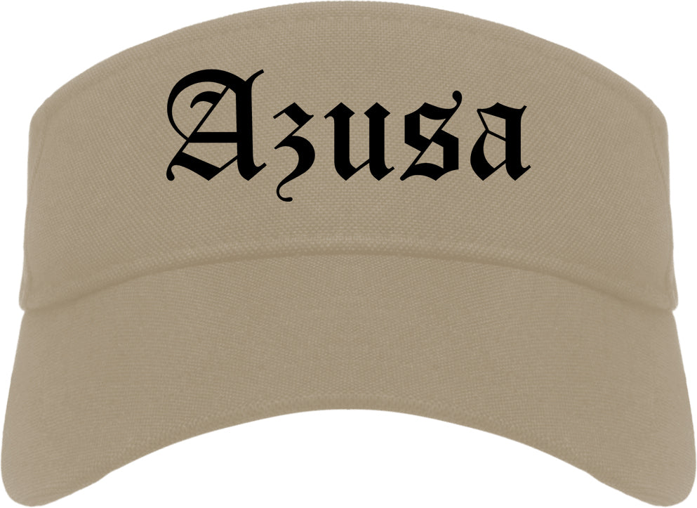 Azusa California CA Old English Mens Visor Cap Hat Khaki