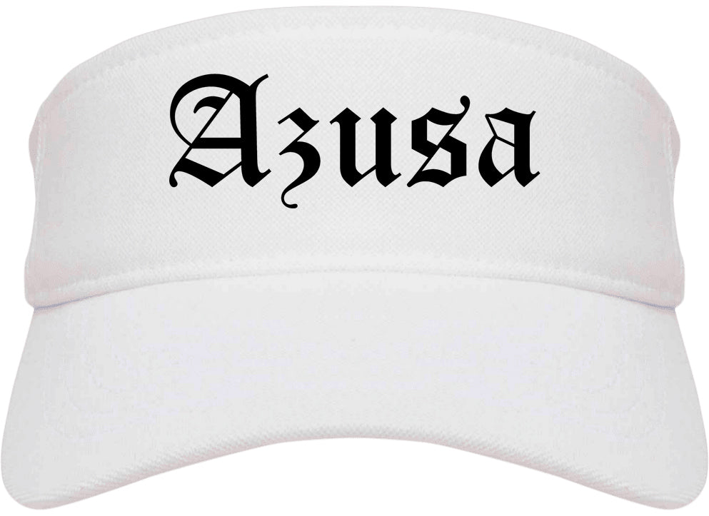 Azusa California CA Old English Mens Visor Cap Hat White