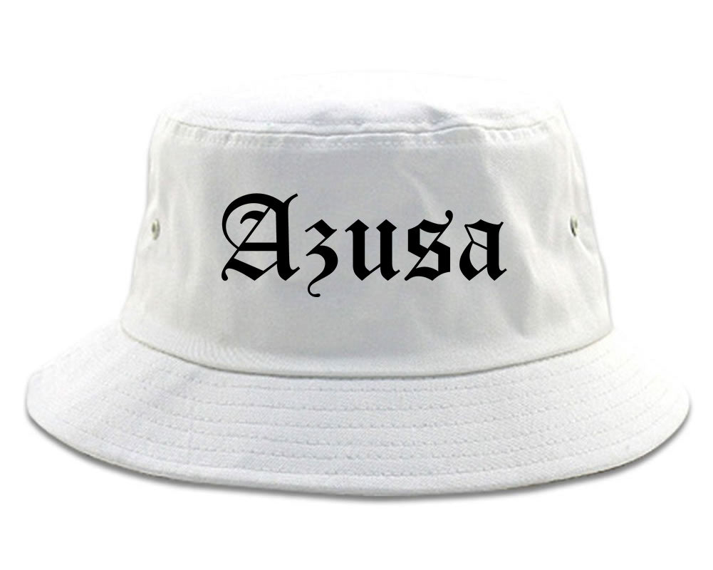 Azusa California CA Old English Mens Bucket Hat White