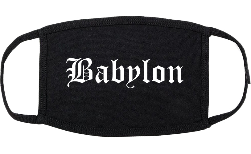 Babylon New York NY Old English Cotton Face Mask Black