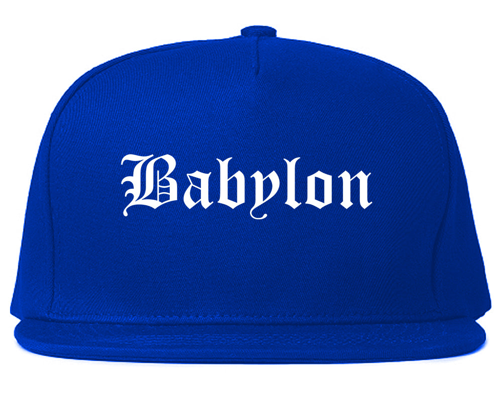 Babylon New York NY Old English Mens Snapback Hat Royal Blue
