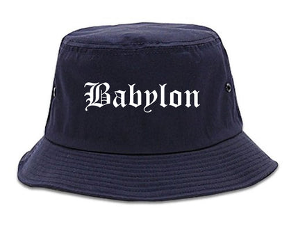 Babylon New York NY Old English Mens Bucket Hat Navy Blue