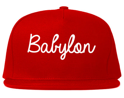 Babylon New York NY Script Mens Snapback Hat Red