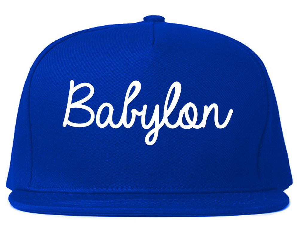 Babylon New York NY Script Mens Snapback Hat Royal Blue