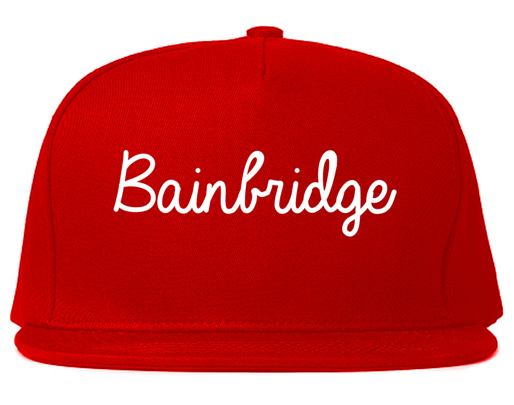 Bainbridge Georgia GA Script Mens Snapback Hat Red
