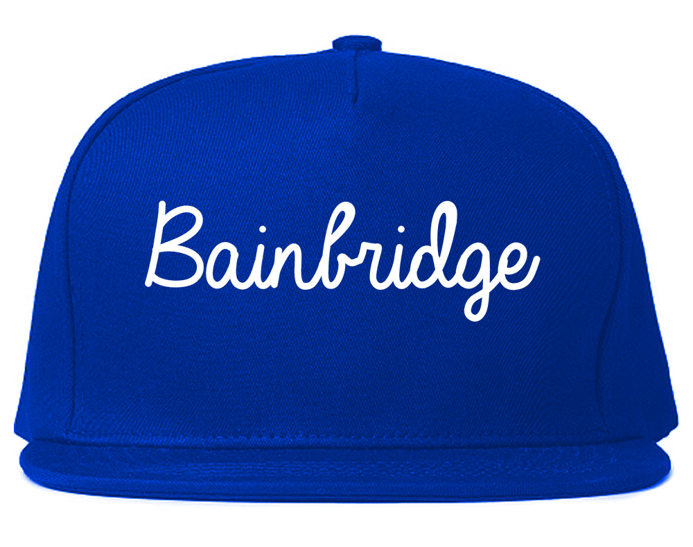 Bainbridge Georgia GA Script Mens Snapback Hat Royal Blue