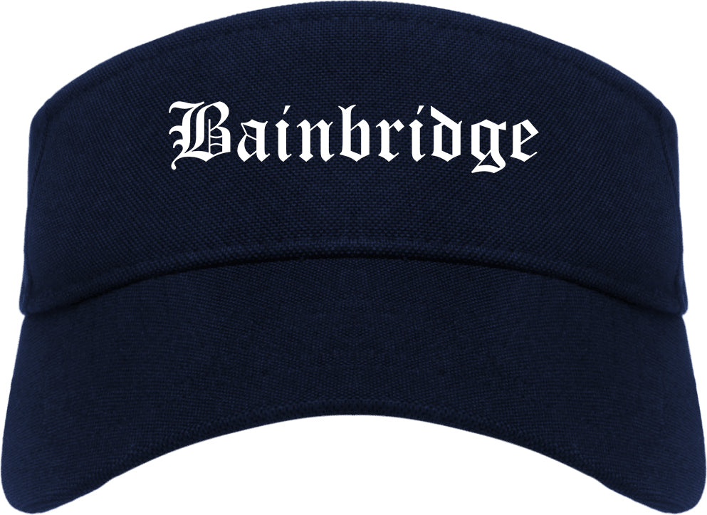 Bainbridge Georgia GA Old English Mens Visor Cap Hat Navy Blue