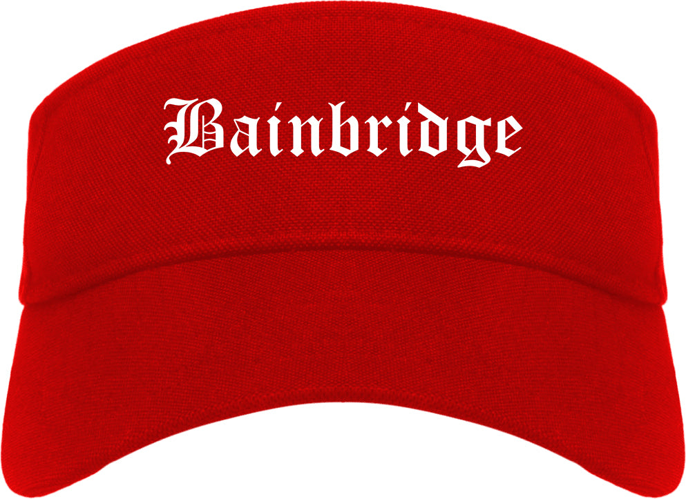 Bainbridge Georgia GA Old English Mens Visor Cap Hat Red