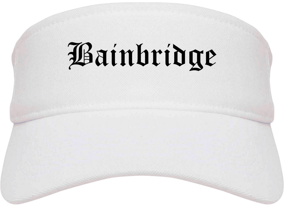 Bainbridge Georgia GA Old English Mens Visor Cap Hat White