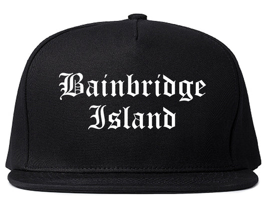Bainbridge Island Washington WA Old English Mens Snapback Hat Black