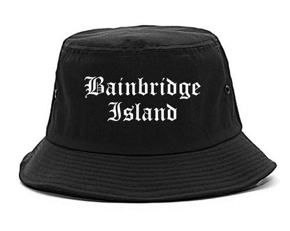 Bainbridge Island Washington WA Old English Mens Bucket Hat Black