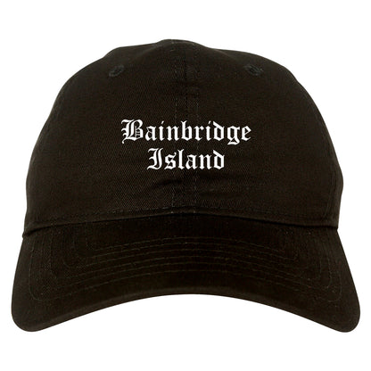 Bainbridge Island Washington WA Old English Mens Dad Hat Baseball Cap Black