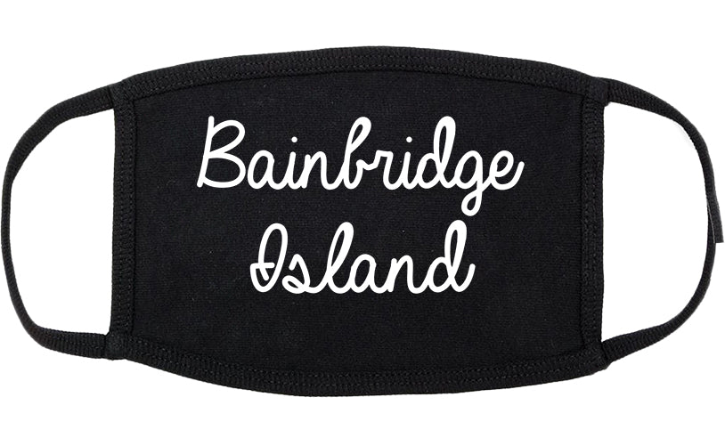 Bainbridge Island Washington WA Script Cotton Face Mask Black
