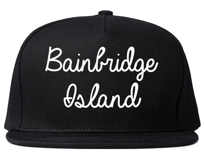 Bainbridge Island Washington WA Script Mens Snapback Hat Black