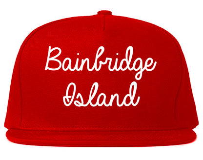Bainbridge Island Washington WA Script Mens Snapback Hat Red