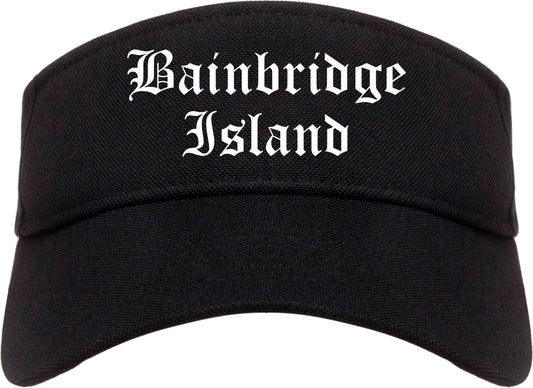 Bainbridge Island Washington WA Old English Mens Visor Cap Hat Black