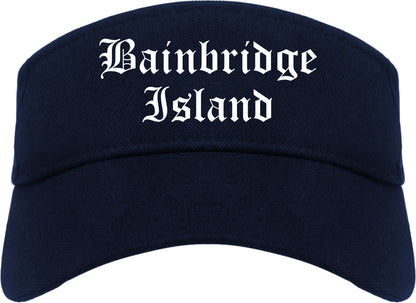 Bainbridge Island Washington WA Old English Mens Visor Cap Hat Navy Blue