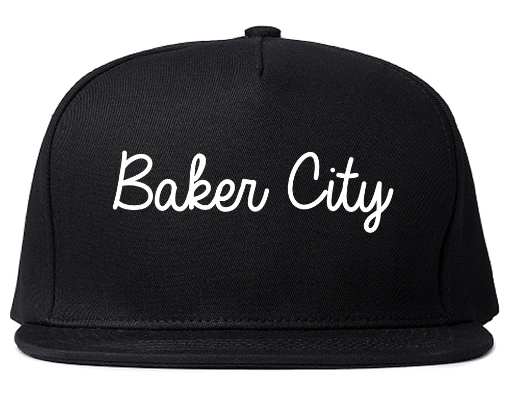 Baker City Oregon OR Script Mens Snapback Hat Black