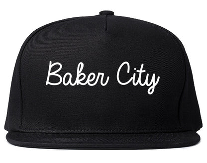 Baker City Oregon OR Script Mens Snapback Hat Black