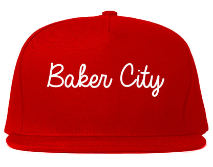 Baker City Oregon OR Script Mens Snapback Hat Red