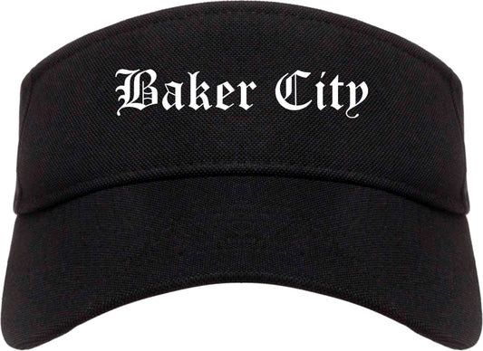 Baker City Oregon OR Old English Mens Visor Cap Hat Black