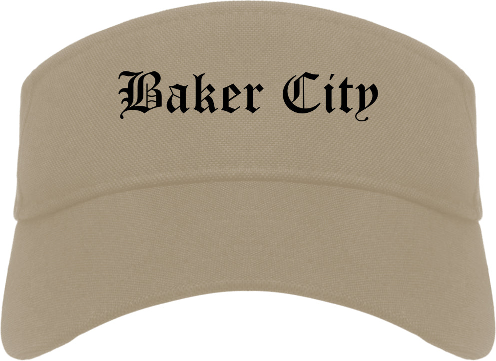 Baker City Oregon OR Old English Mens Visor Cap Hat Khaki